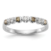14K White Gold Champagne & White Diamond Band - 7